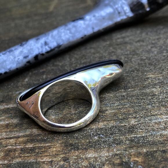 NEW Silver & Onyx Deco Statement Ring - Picture 6 of 9